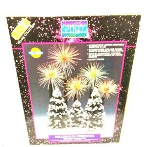 Lemax Village Collection Millennium 2000 Celebration Trees Fiber Optic Fireworks